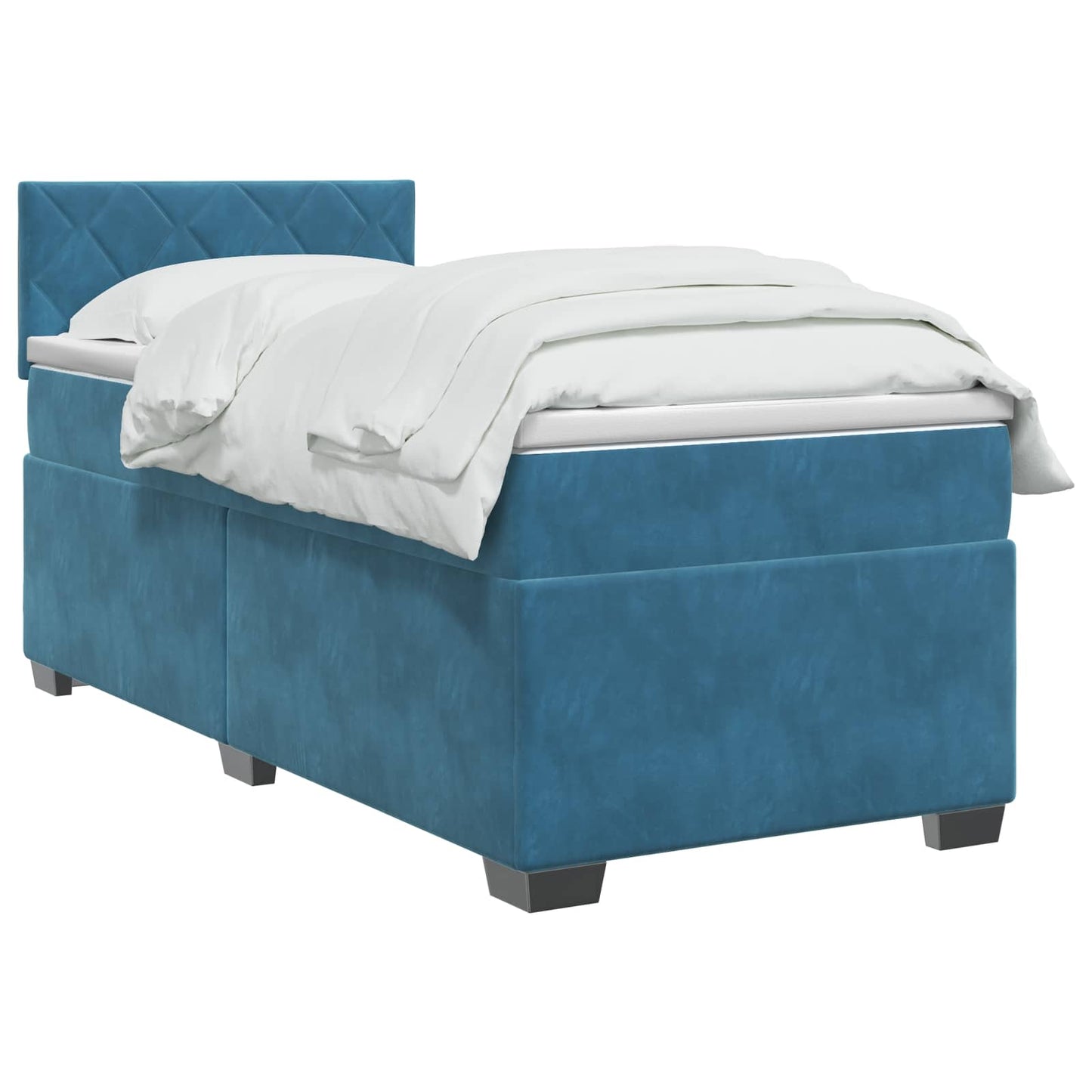 vidaXL Κρεβάτι Box Spring με Στρώμα και LED Μπλε 100 x 200 cm Βελούδο