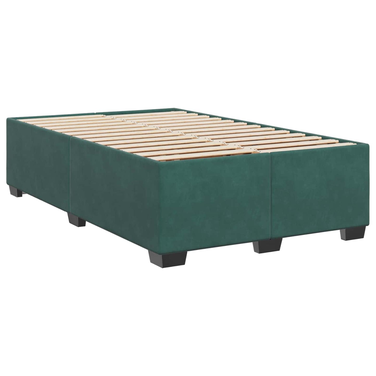 vidaXL Κρεβάτι Box Spring με Στρώμα και LED Σκούρο Πράσινο Βελούδο