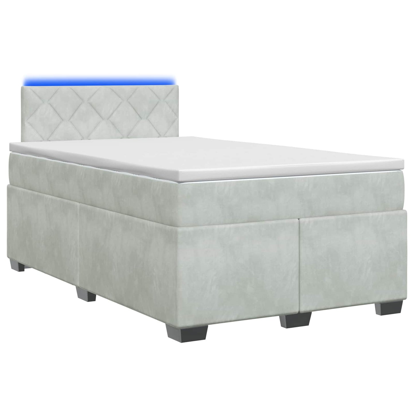 vidaXL Κρεβάτι Box Spring με Στρώμα και LED Ανοιχτό γκρι 120 x 200 cm
