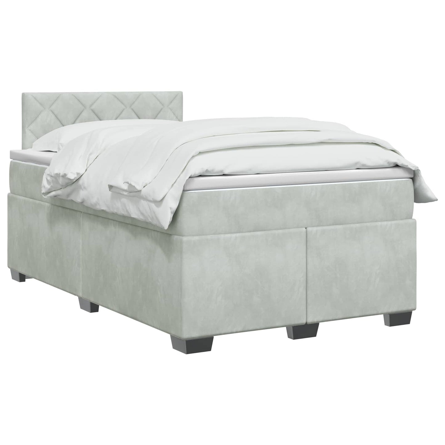 vidaXL Κρεβάτι Box Spring με Στρώμα και LED Ανοιχτό γκρι 120 x 200 cm