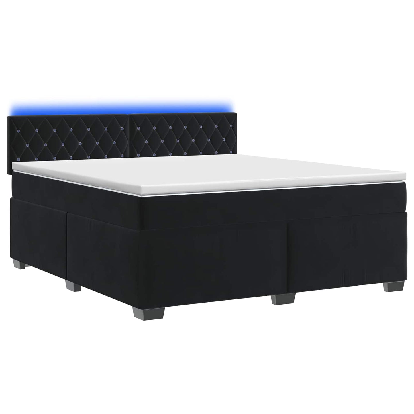 vidaXL Κρεβάτι Box Spring με Στρώμα και LED Μαύρο 140 x 190 cm Βελούδο