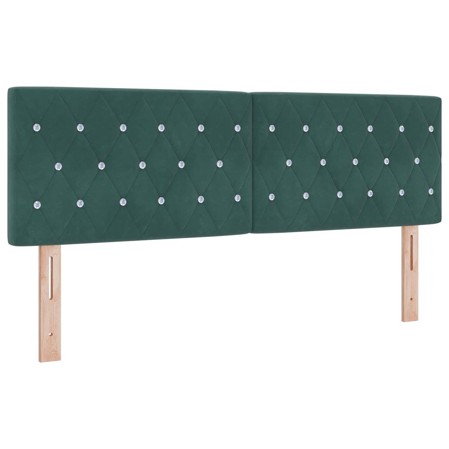vidaXL Κρεβάτι Box Spring με Στρώμα και LED Σκούρο Πράσινο Βελούδο
