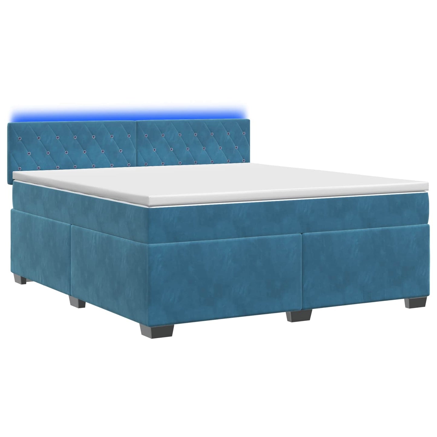 vidaXL Κρεβάτι Box Spring με Στρώμα και LED Μπλε 140 x 190 cm Βελούδο