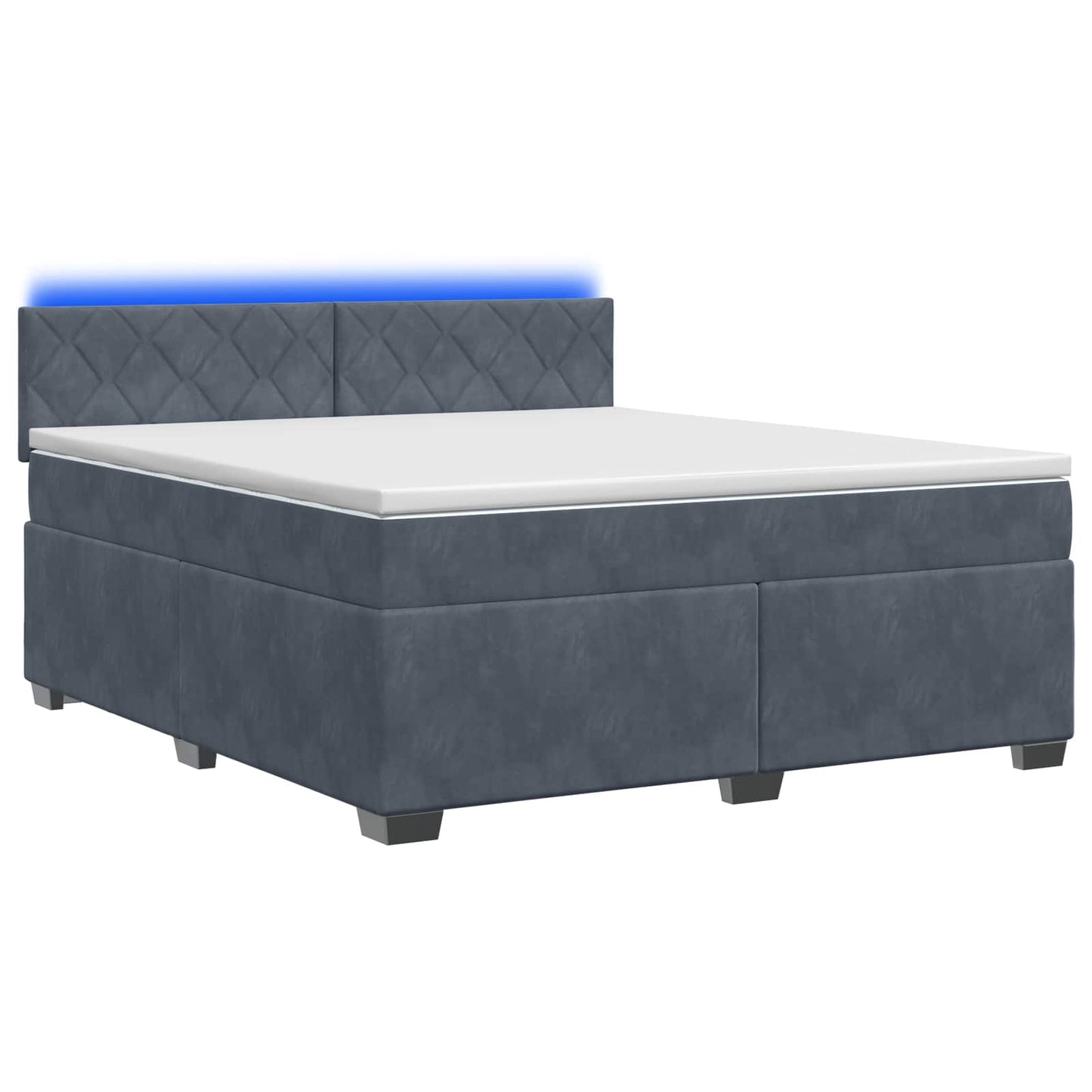 vidaXL Κρεβάτι Box Spring με Στρώμα και LED Σκούρο Γκρι 140 x 190 cm