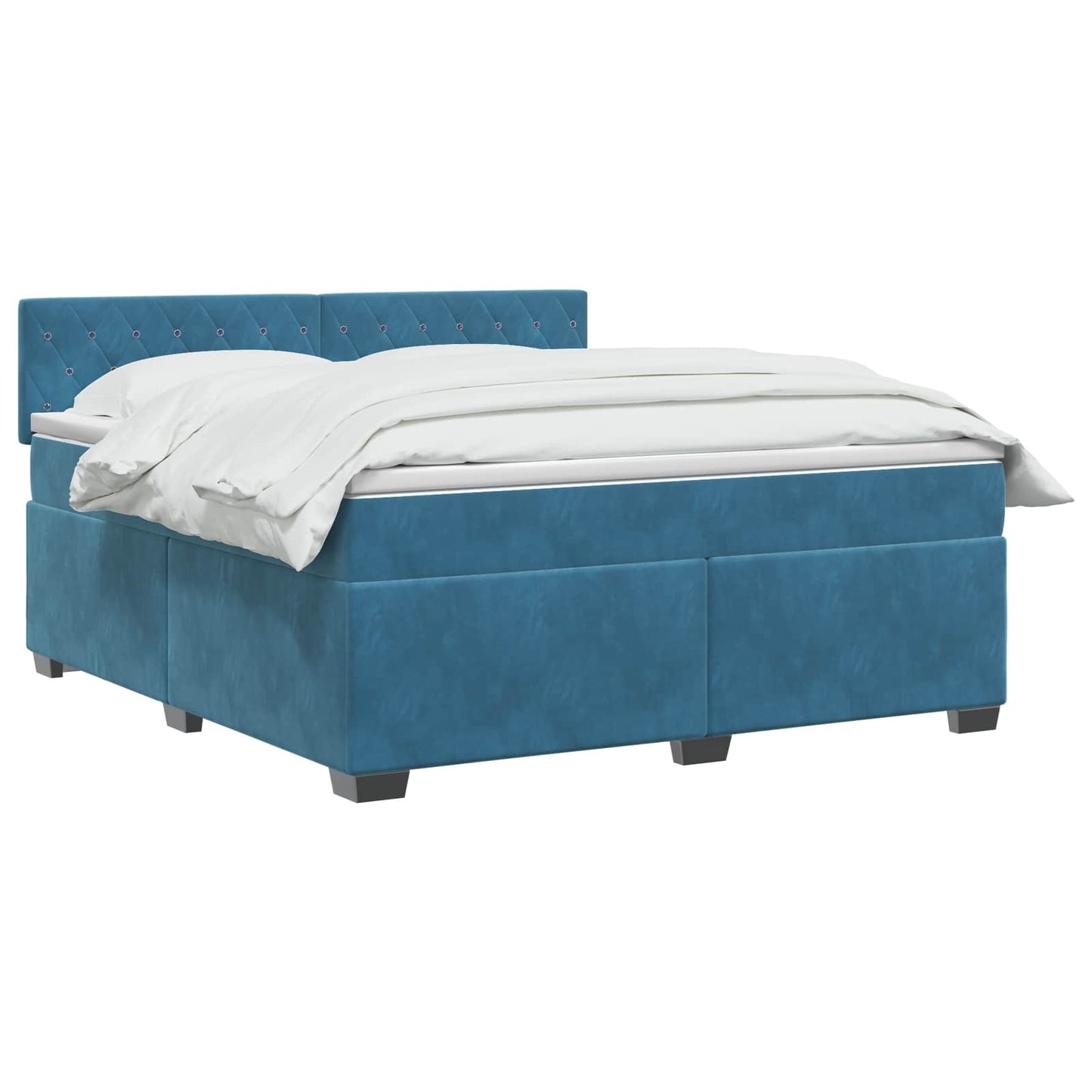 vidaXL Κρεβάτι Box Spring με Στρώμα και LED Μπλε 140 x 200 cm Βελούδο