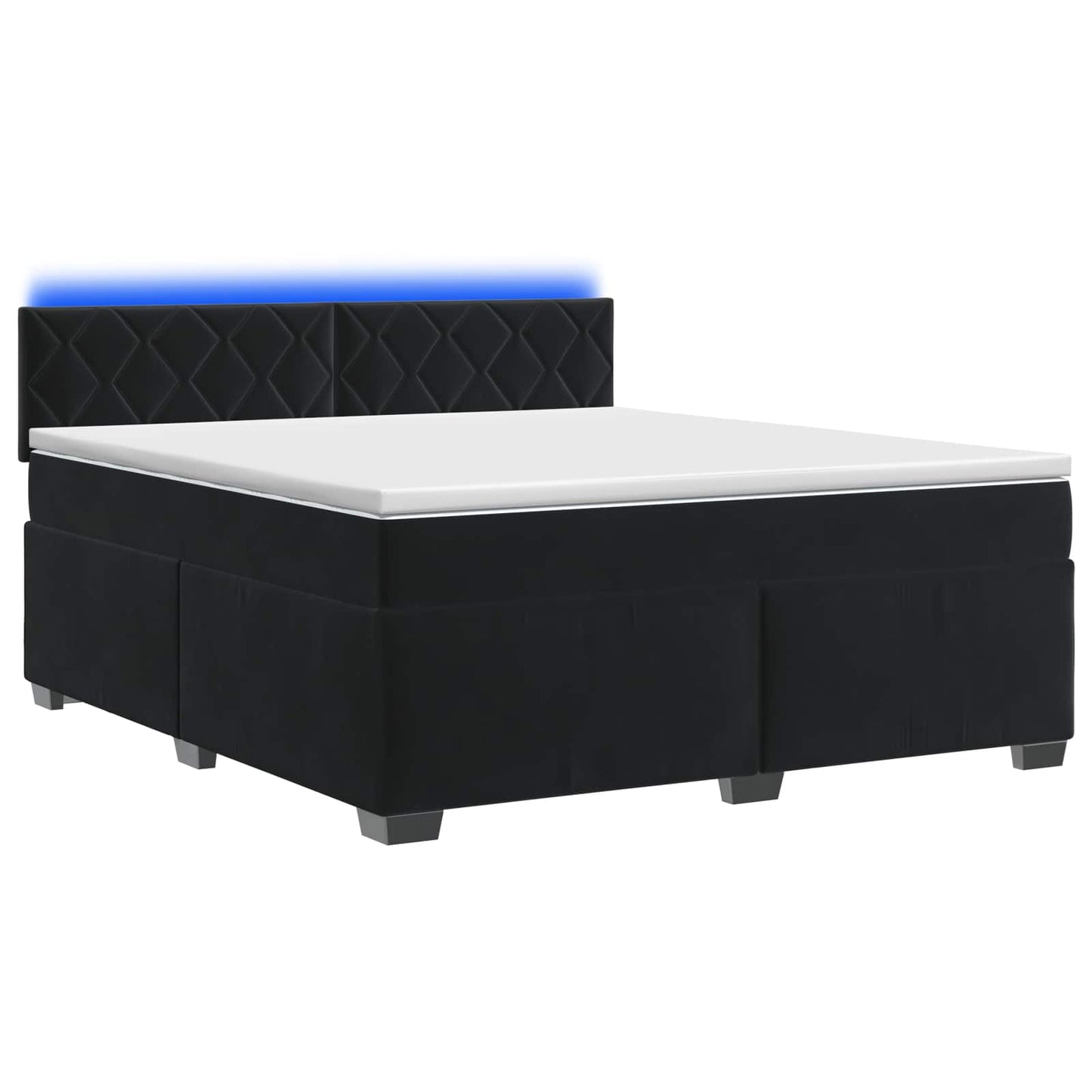 vidaXL Κρεβάτι Box Spring με Στρώμα και LED Μαύρο 140 x 200 cm Βελούδο