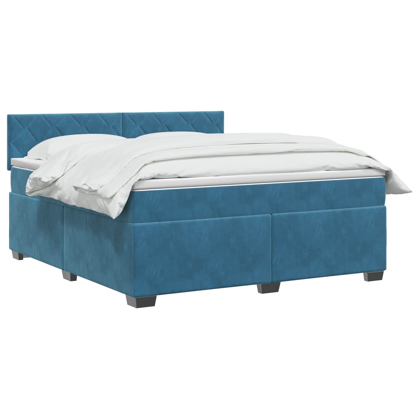 vidaXL Κρεβάτι Box Spring με Στρώμα και LED Μπλε 140 x 200 cm Βελούδο