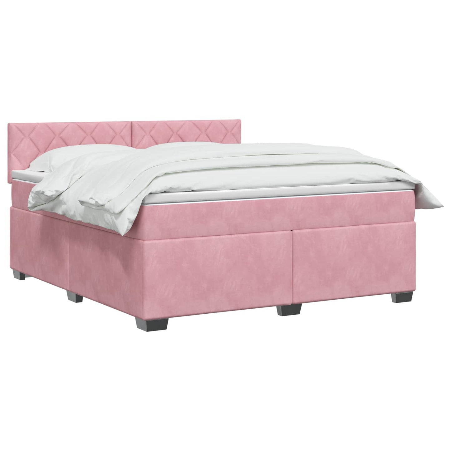 vidaXL Κρεβάτι Box Spring με Στρώμα και LED Ροζ 140 x 200 cm Βελούδο