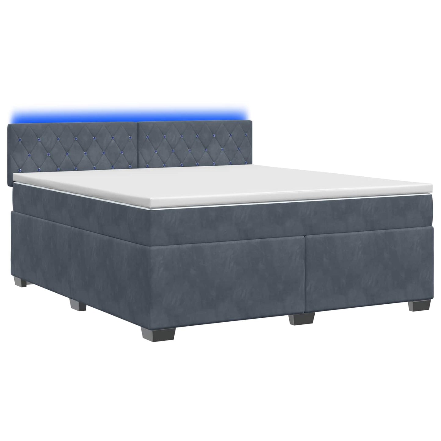 vidaXL Κρεβάτι Box Spring με Στρώμα και LED Σκούρο Γκρι 160 x 200 cm