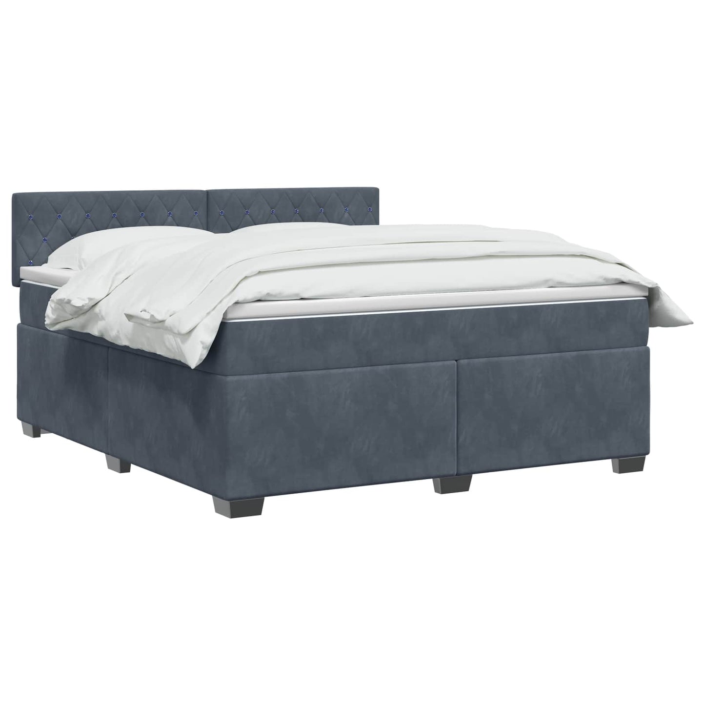 vidaXL Κρεβάτι Box Spring με Στρώμα και LED Σκούρο Γκρι 160 x 200 cm