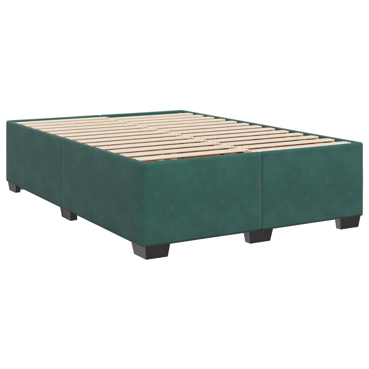 vidaXL Κρεβάτι Box Spring με Στρώμα και LED Σκούρο Πράσινο Βελούδο