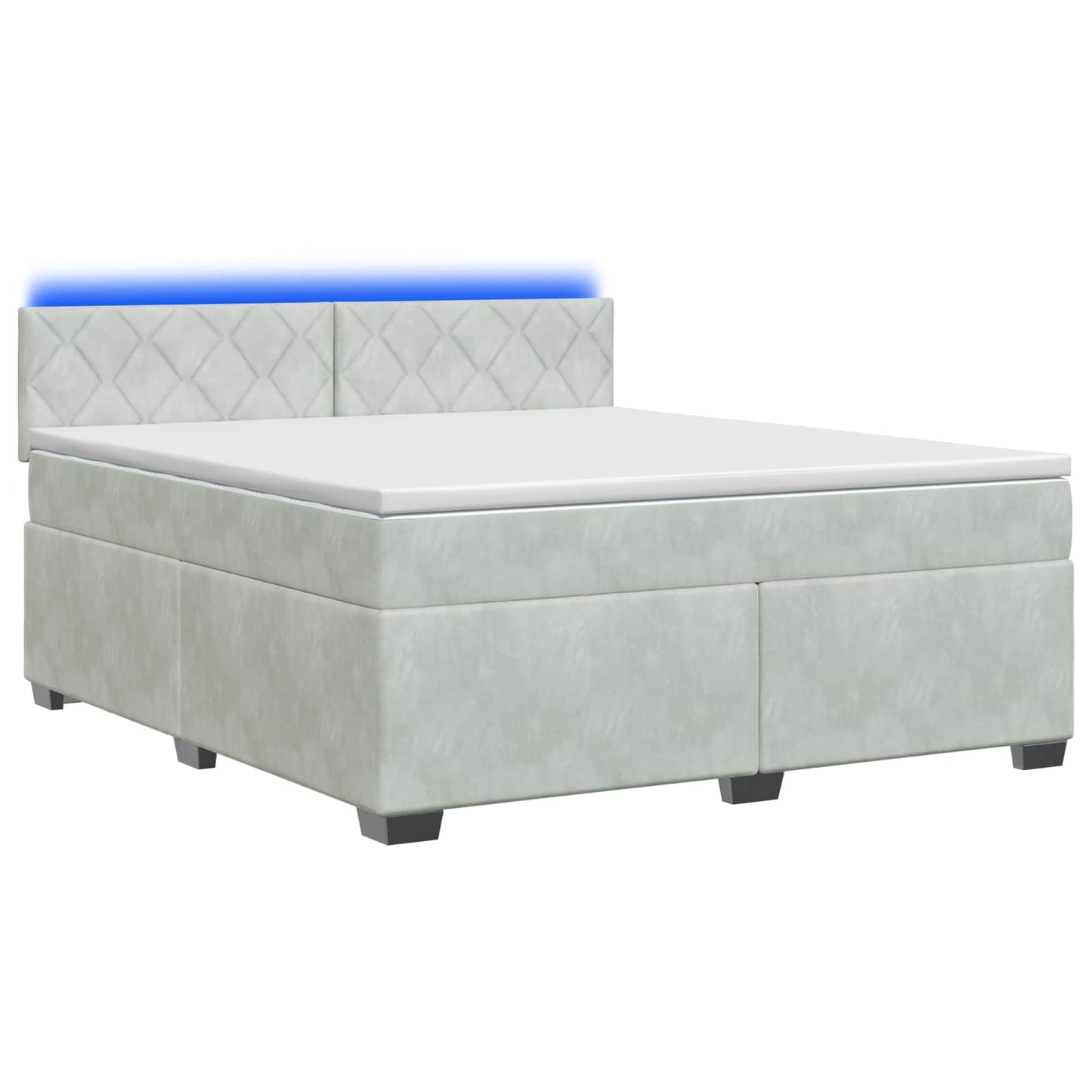 vidaXL Κρεβάτι Box Spring με Στρώμα και LED Ανοιχτό γκρι 160 x 200 cm