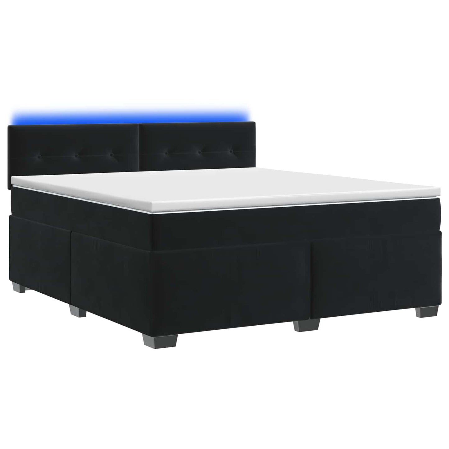 vidaXL Κρεβάτι Box Spring με Στρώμα και LED Μαύρο 180 x 200 cm Βελούδο