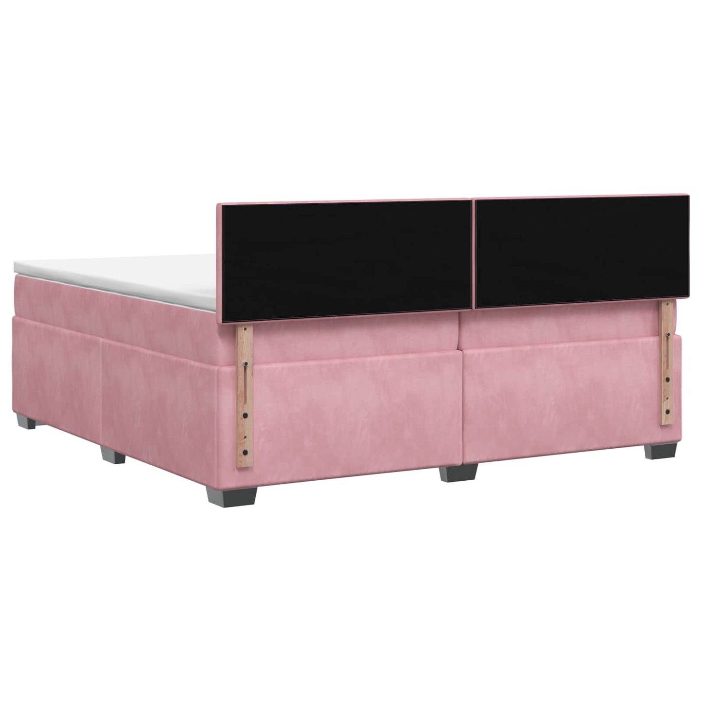 vidaXL Κρεβάτι Box Spring με Στρώμα και LED Ροζ 200 x 200 cm Βελούδο