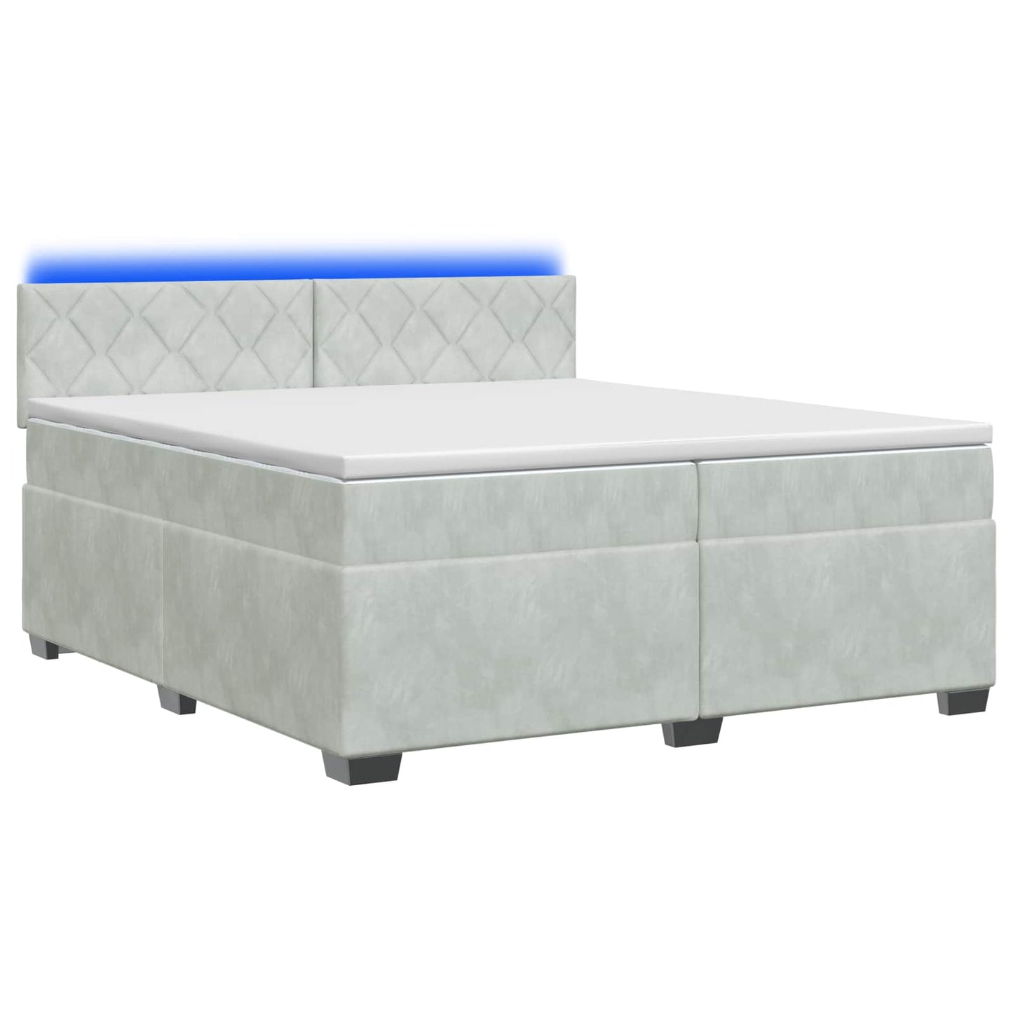 vidaXL Κρεβάτι Box Spring με Στρώμα και LED Ανοιχτό γκρι 200 x 200 cm