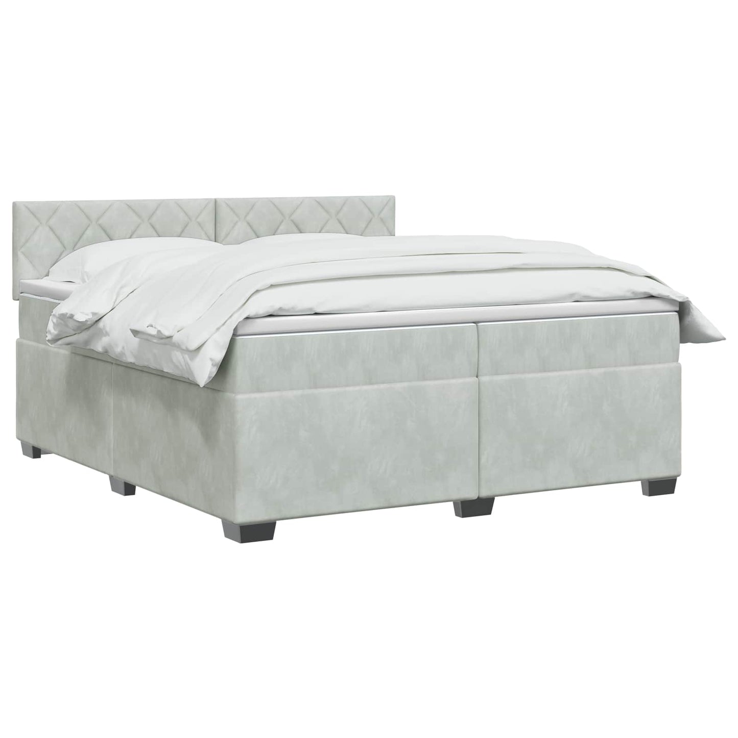 vidaXL Κρεβάτι Box Spring με Στρώμα και LED Ανοιχτό γκρι 200 x 200 cm