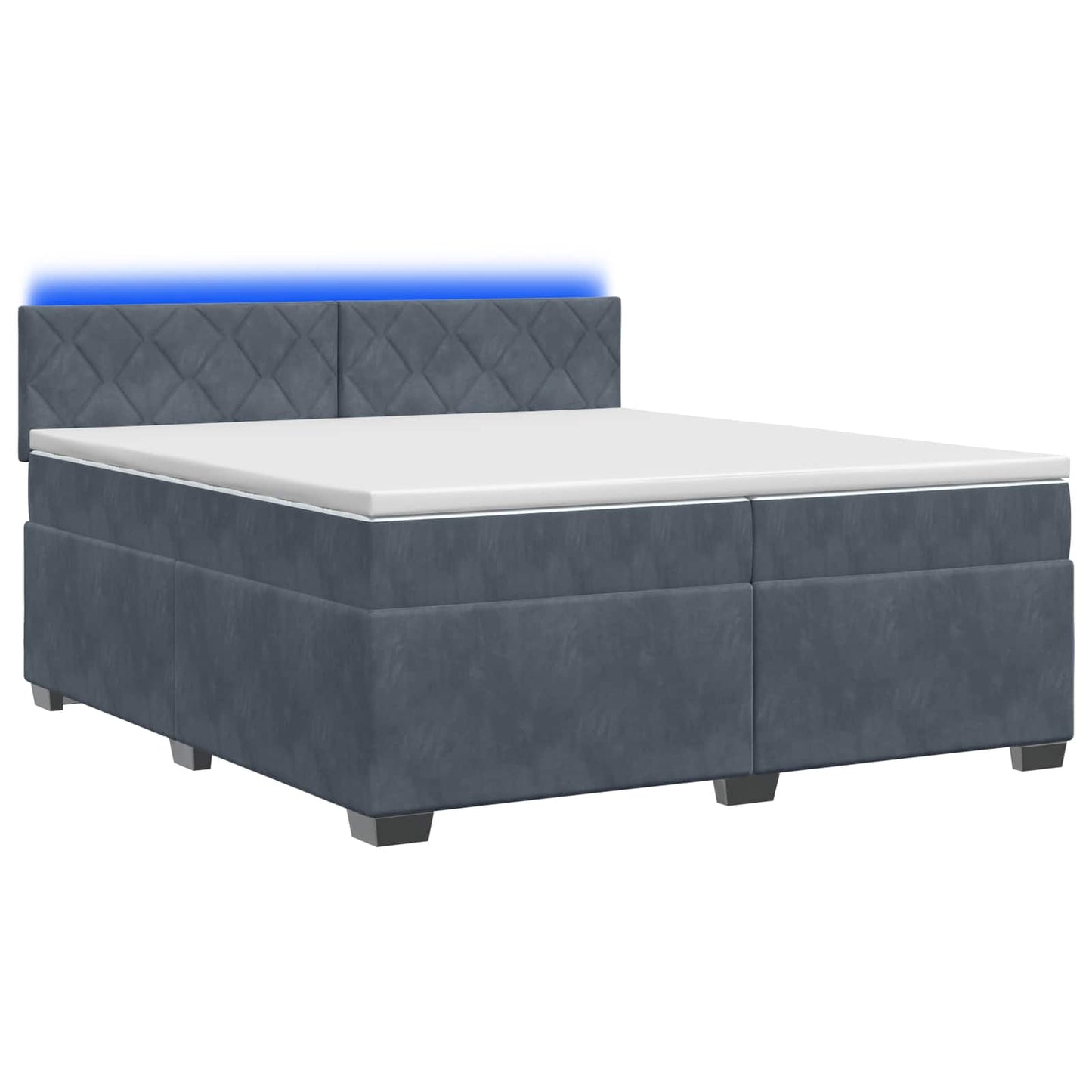 vidaXL Κρεβάτι Box Spring με Στρώμα και LED Σκούρο Γκρι 200 x 200 cm