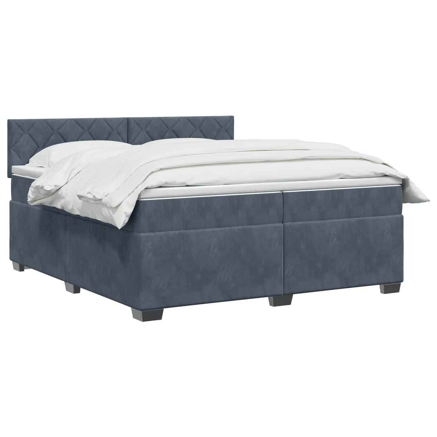 vidaXL Κρεβάτι Box Spring με Στρώμα και LED Σκούρο Γκρι 200 x 200 cm
