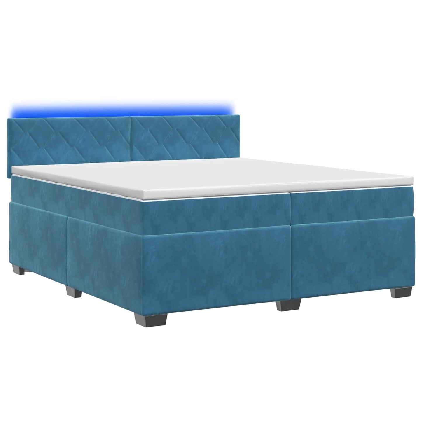 vidaXL Κρεβάτι Box Spring με Στρώμα και LED Μπλε 200 x 200 cm Βελούδο