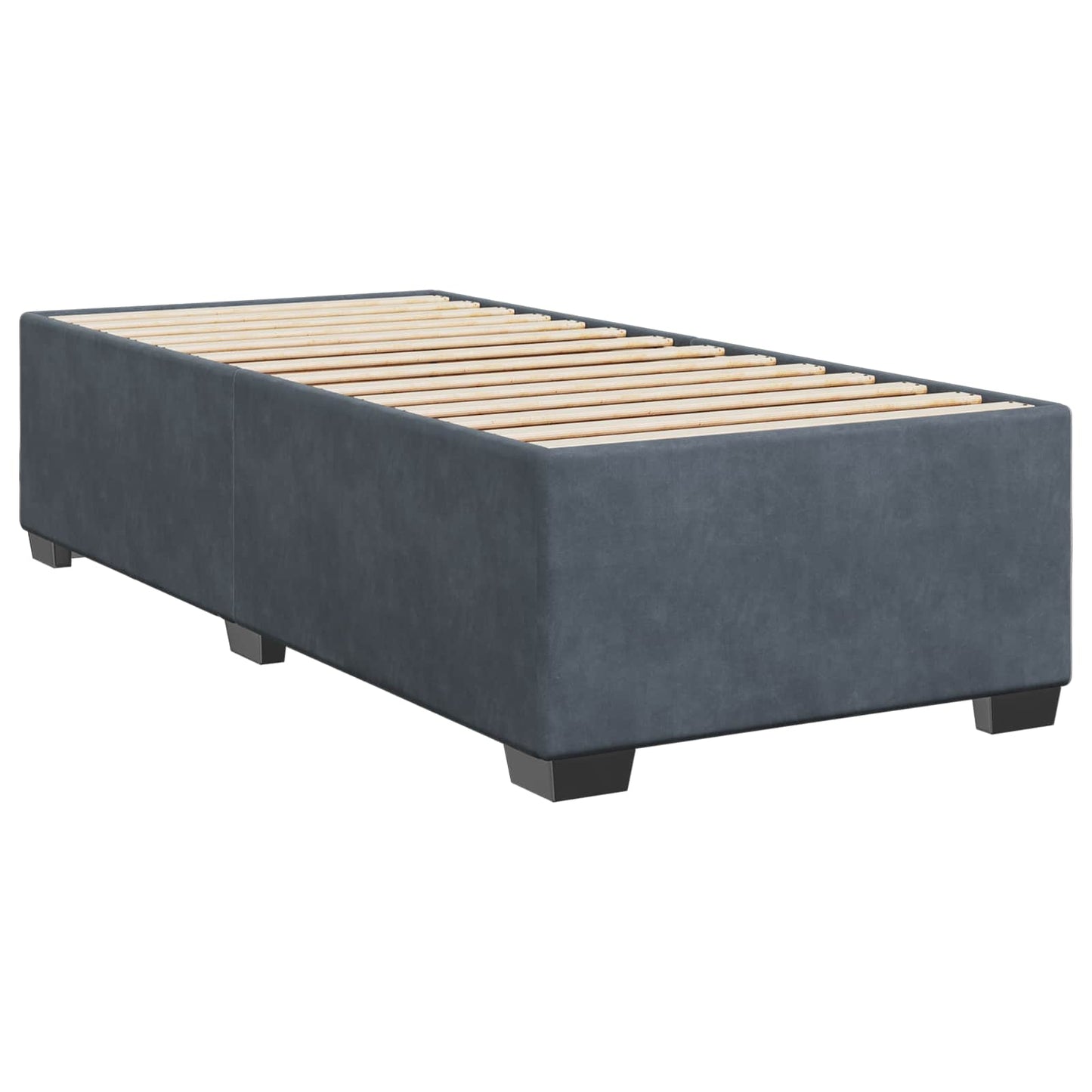 vidaXL Κρεβάτι Box Spring με Στρώμα και LED Σκούρο Γκρι Μονό Βελούδο