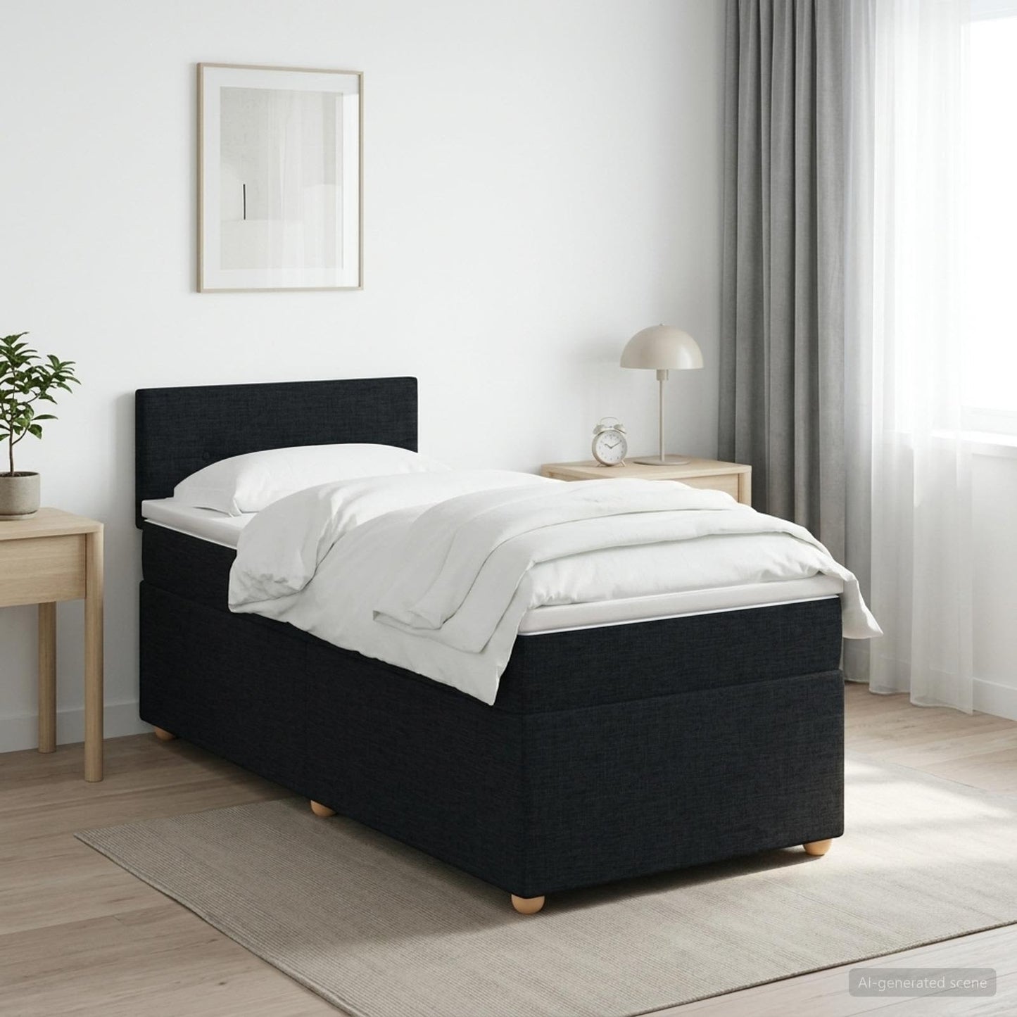 vidaXL Κρεβάτι box spring με στρώμα Μαύρο 80 x 200 cm Ύφασμα