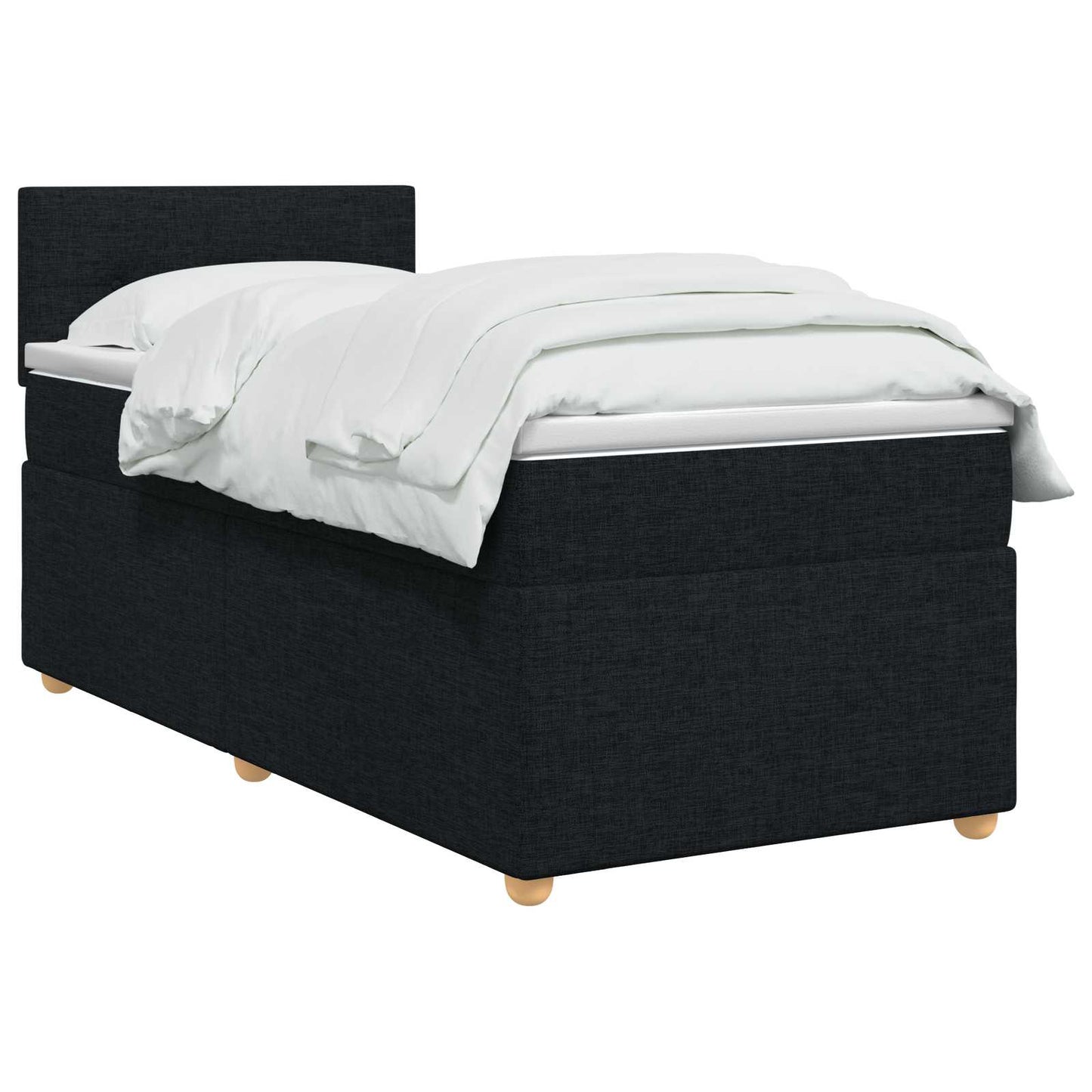 vidaXL Κρεβάτι box spring με στρώμα Μαύρο 80 x 200 cm Ύφασμα