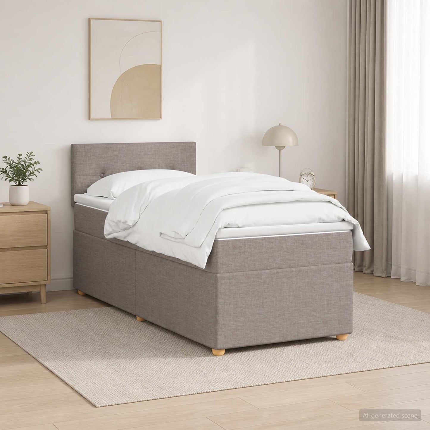 vidaXL Κρεβάτι box spring με στρώμα Taupe 80 x 200 cm Ύφασμα