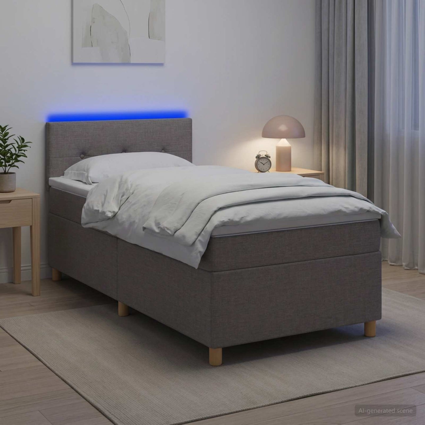 vidaXL Κρεβάτι box spring με στρώμα Taupe 80 x 200 cm Ύφασμα