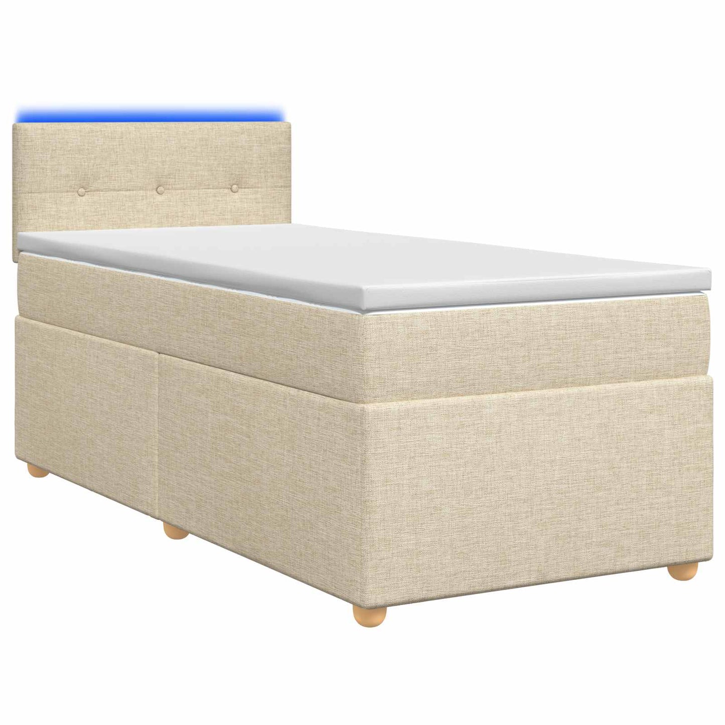 vidaXL Κρεβάτι box spring με στρώμα Κρεμ 80 x 200 cm Ύφασμα