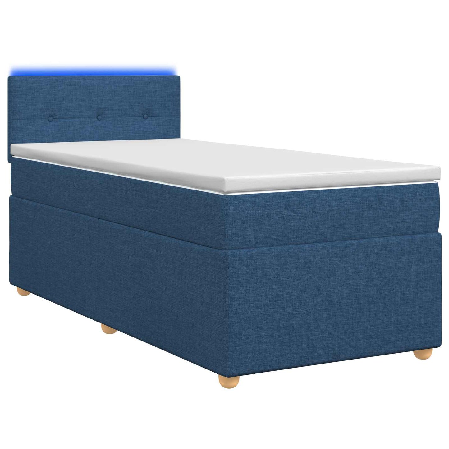 vidaXL Κρεβάτι box spring με στρώμα Μπλε 80 x 200 cm Ύφασμα