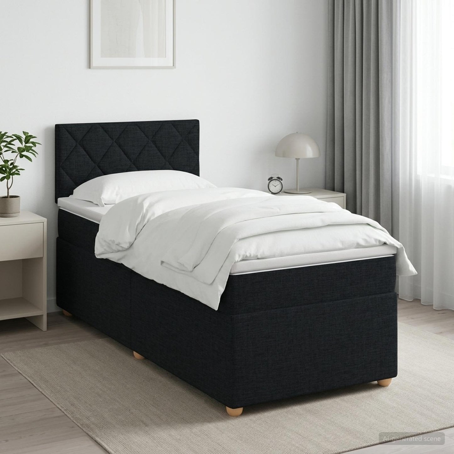 vidaXL Κρεβάτι box spring με στρώμα Μαύρο 80 x 200 cm Ύφασμα