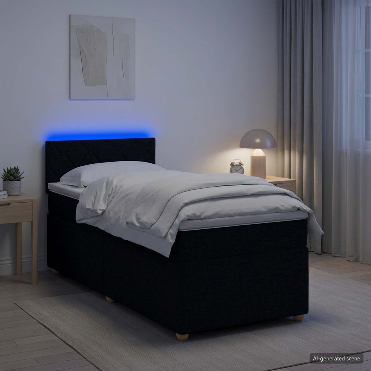 vidaXL Κρεβάτι box spring με στρώμα Μαύρο 80 x 200 cm Ύφασμα