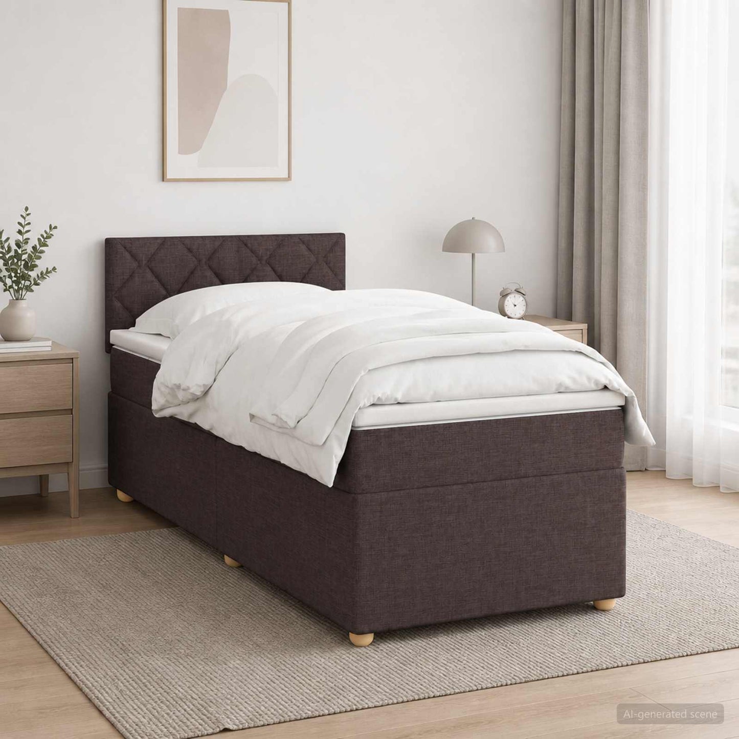 vidaXL Κρεβάτι box spring με στρώμα Σκούρο Καφέ 80 x 200 cm Ύφασμα