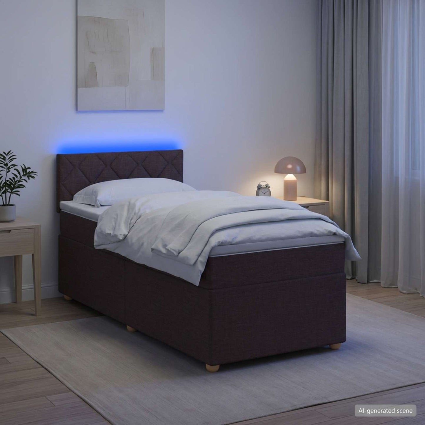 vidaXL Κρεβάτι box spring με στρώμα Σκούρο Καφέ 80 x 200 cm Ύφασμα