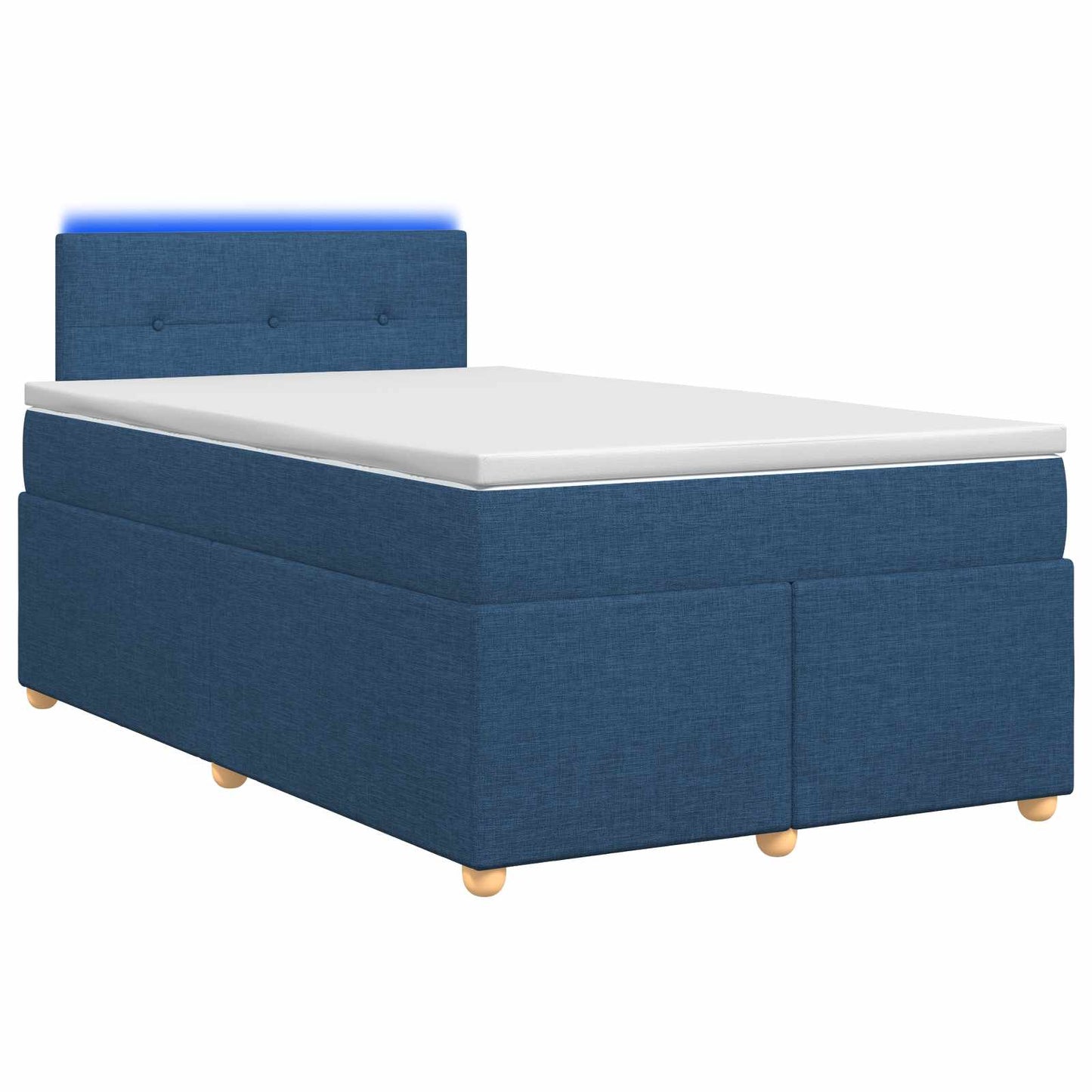 vidaXL Κρεβάτι box spring με στρώμα Μπλε 120 x 200 cm Ύφασμα
