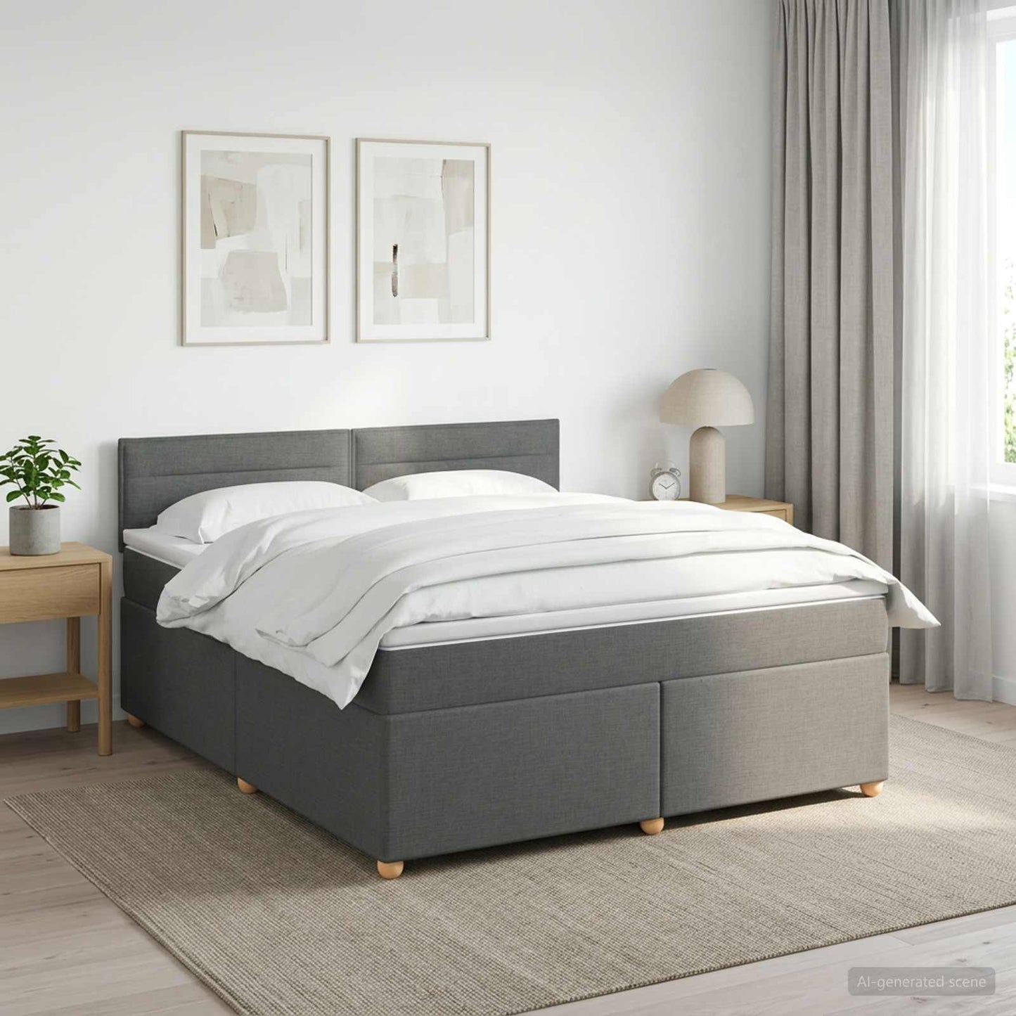 vidaXL Κρεβάτι box spring με στρώμα Σκούρο Γκρι 160 x 200 cm Ύφασμα