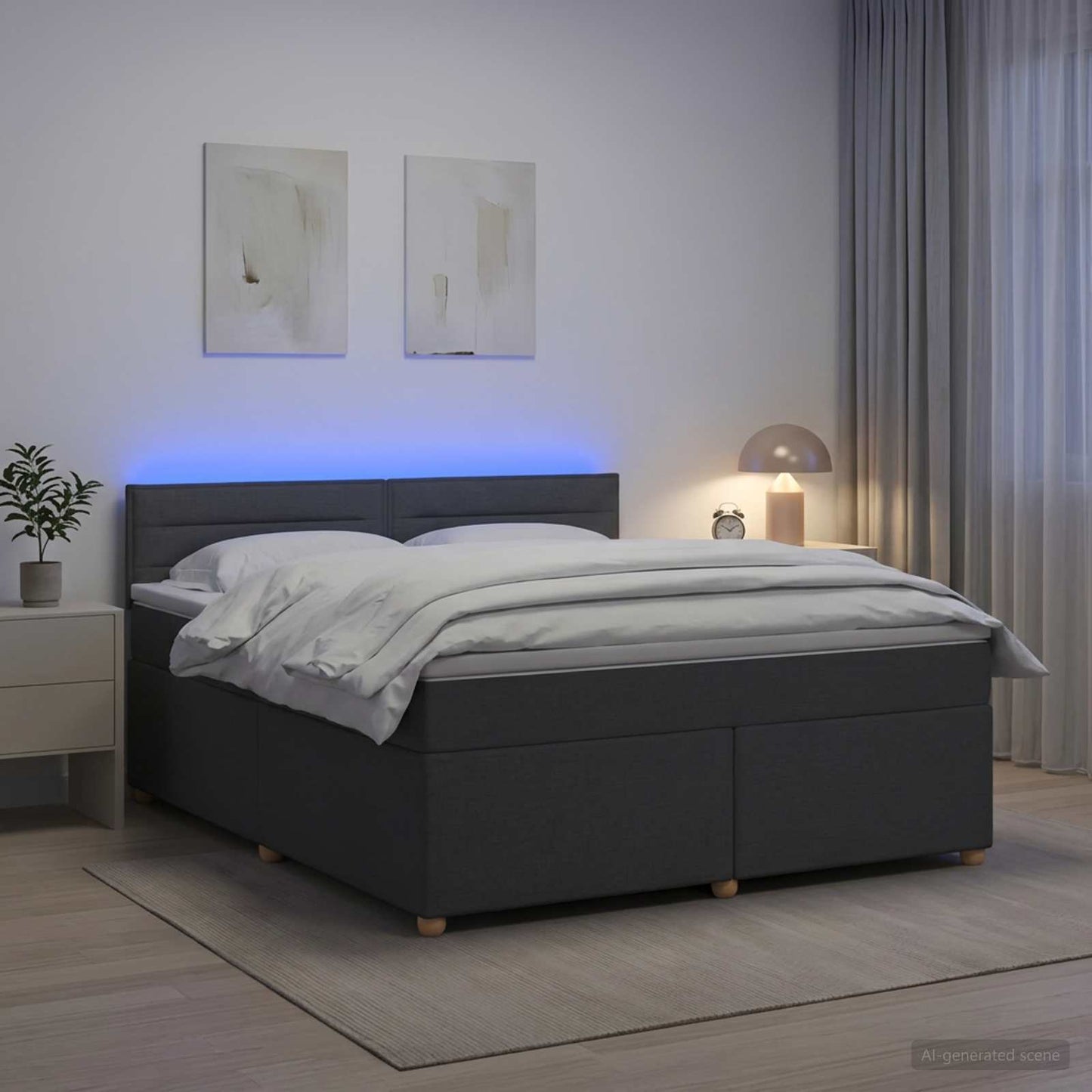 vidaXL Κρεβάτι box spring με στρώμα Σκούρο Γκρι 160 x 200 cm Ύφασμα