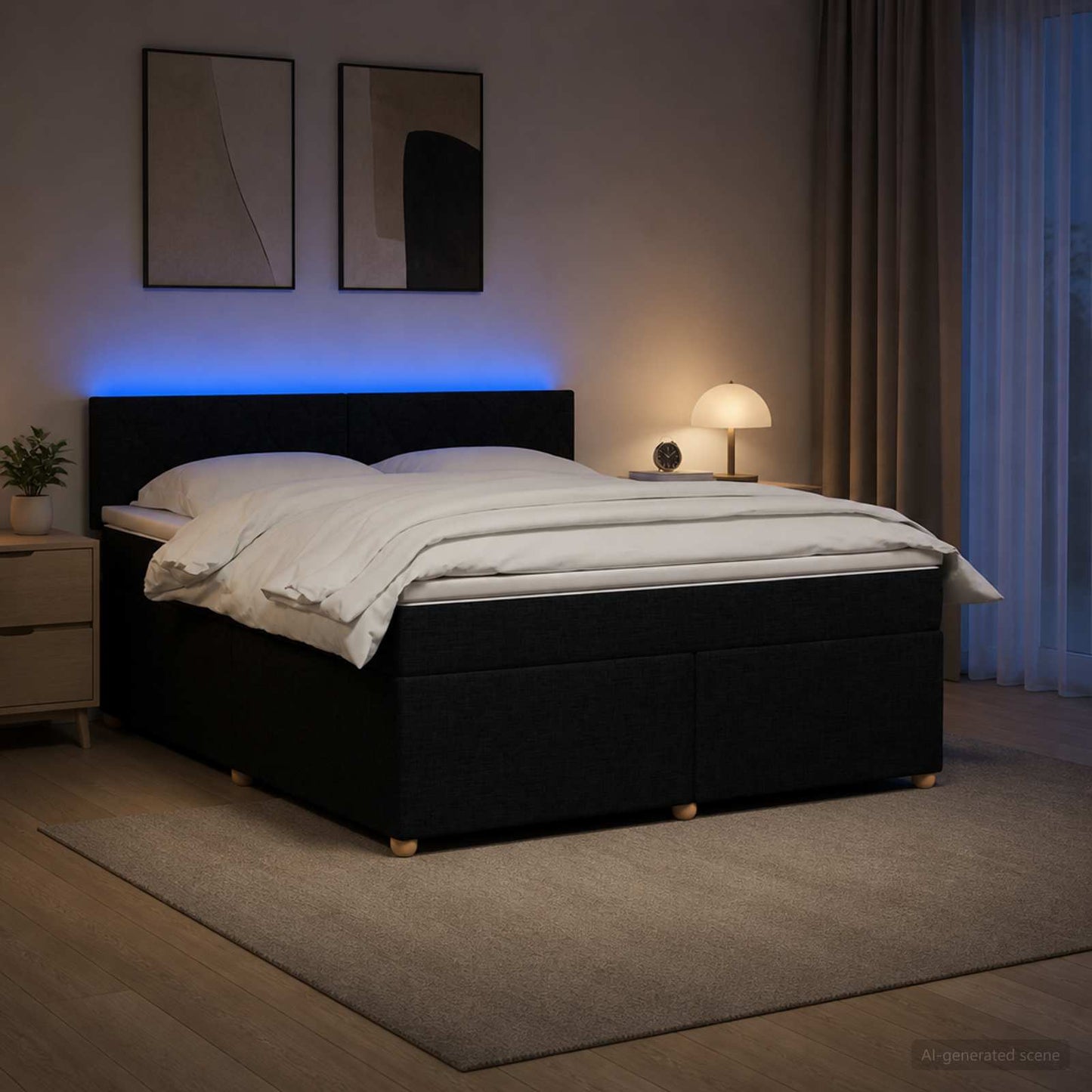 vidaXL Κρεβάτι box spring με στρώμα Μαύρο 140 x 200 cm Ύφασμα