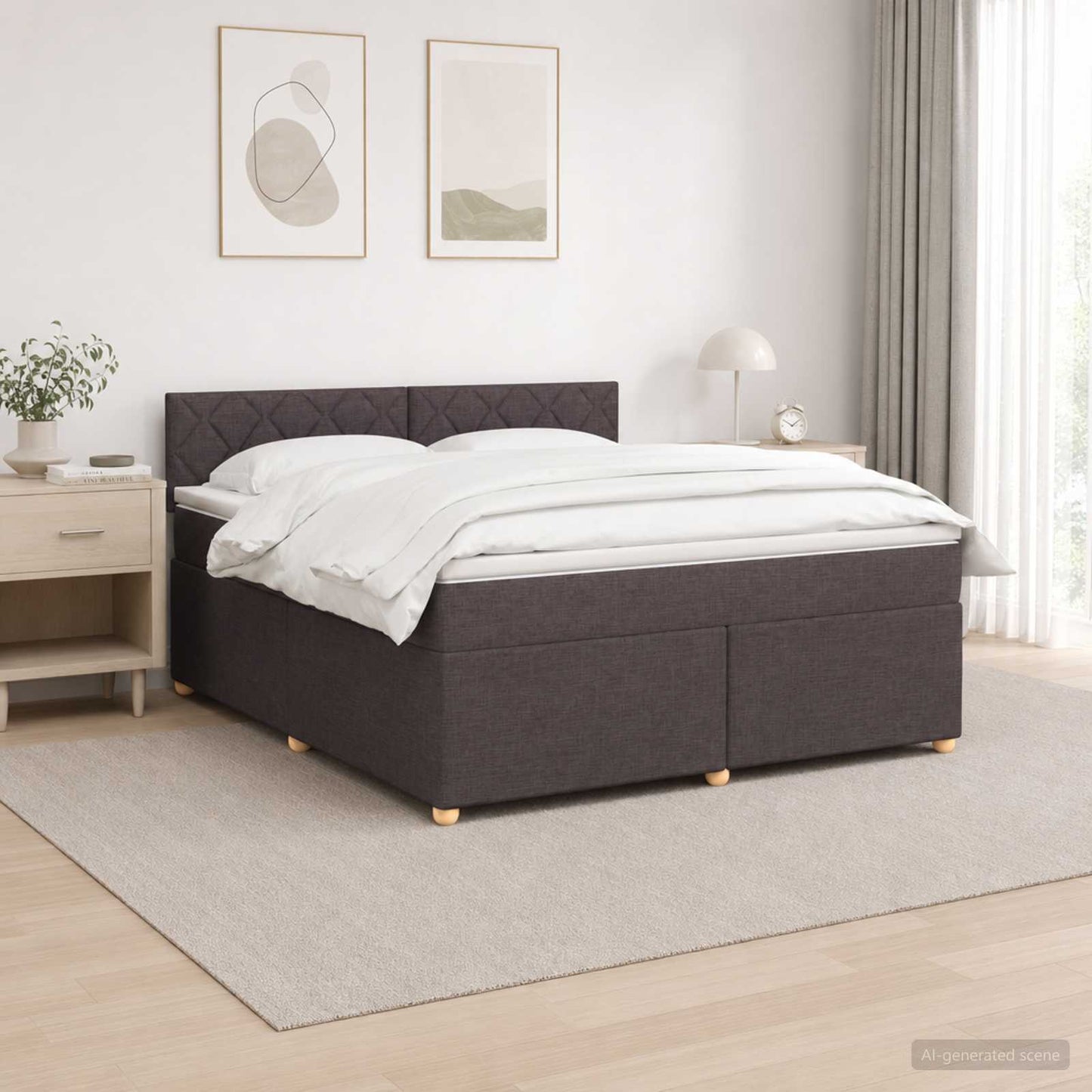 vidaXL Κρεβάτι box spring με στρώμα Σκούρο Καφέ 160 x 200 cm Ύφασμα