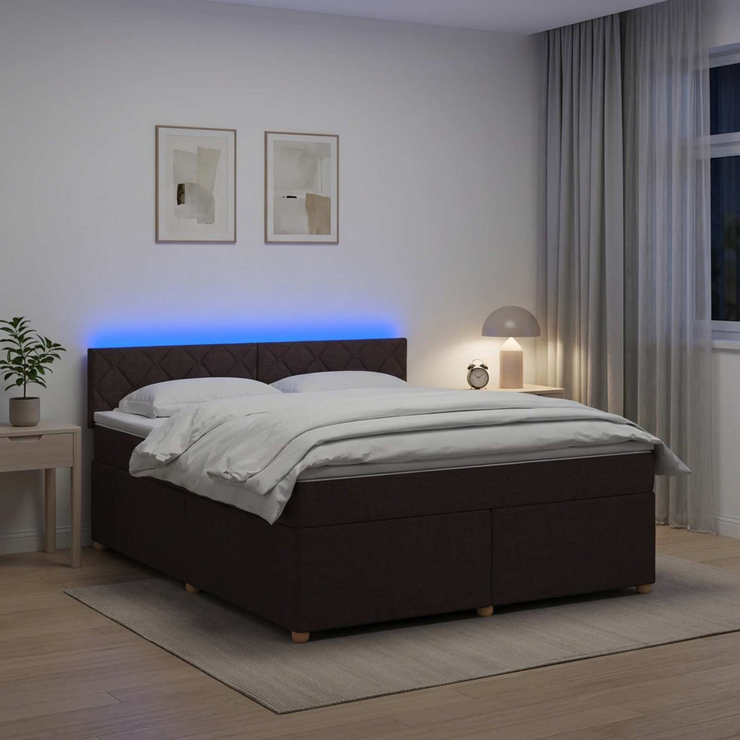 vidaXL Κρεβάτι box spring με στρώμα Σκούρο Καφέ 160 x 200 cm Ύφασμα
