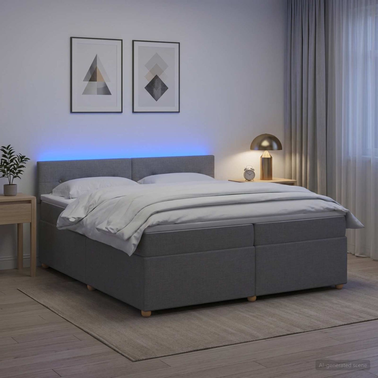 vidaXL Κρεβάτι box spring με στρώμα Ανοιχτό γκρι 200 x 200 cm Ύφασμα