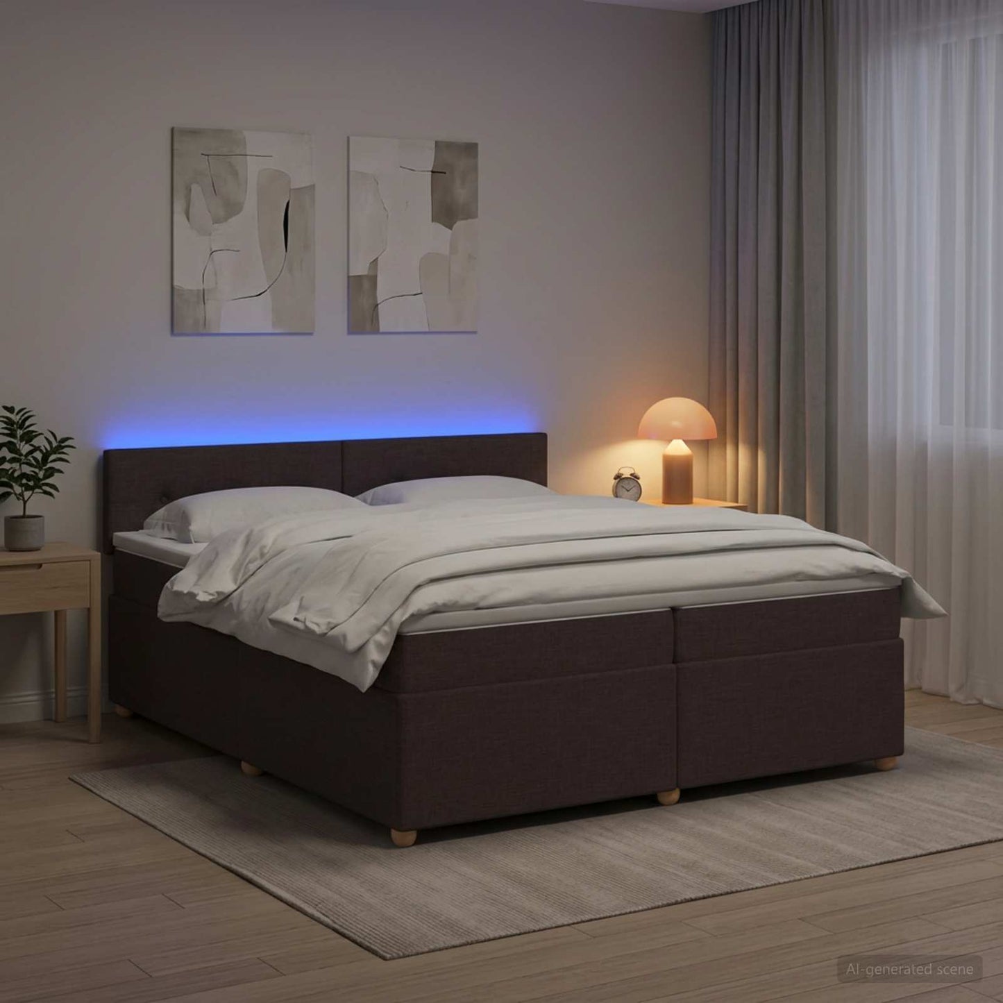 vidaXL Κρεβάτι box spring με στρώμα Σκούρο Καφέ 200 x 200 cm Ύφασμα