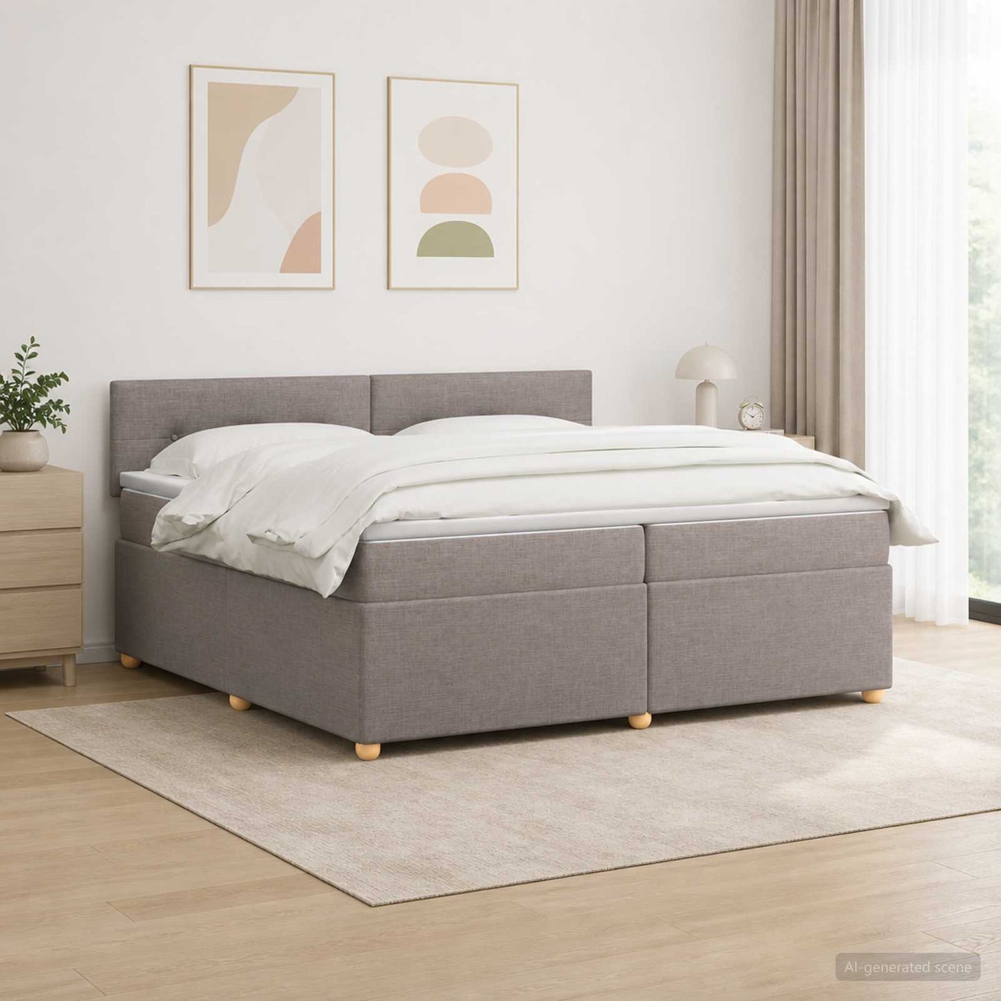 vidaXL Κρεβάτι box spring με στρώμα Taupe 200 x 200 cm Ύφασμα