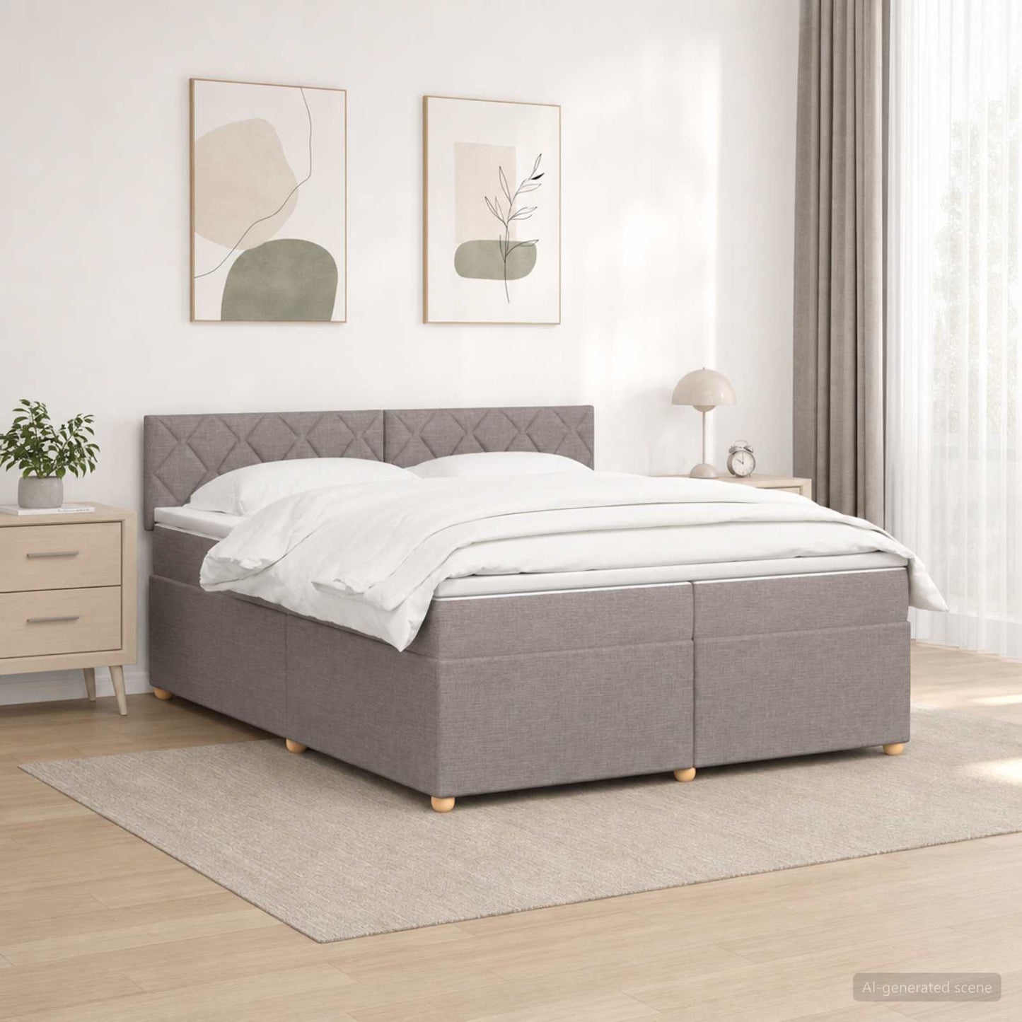 vidaXL Κρεβάτι box spring με στρώμα Taupe 200 x 200 cm Ύφασμα