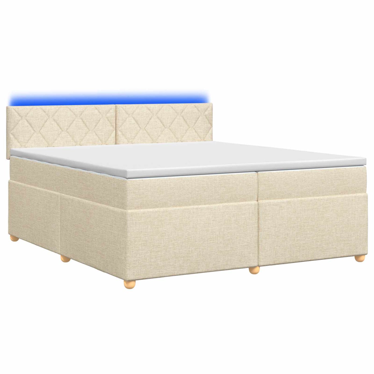 vidaXL Κρεβάτι box spring με στρώμα Κρεμ 200 x 200 cm Ύφασμα