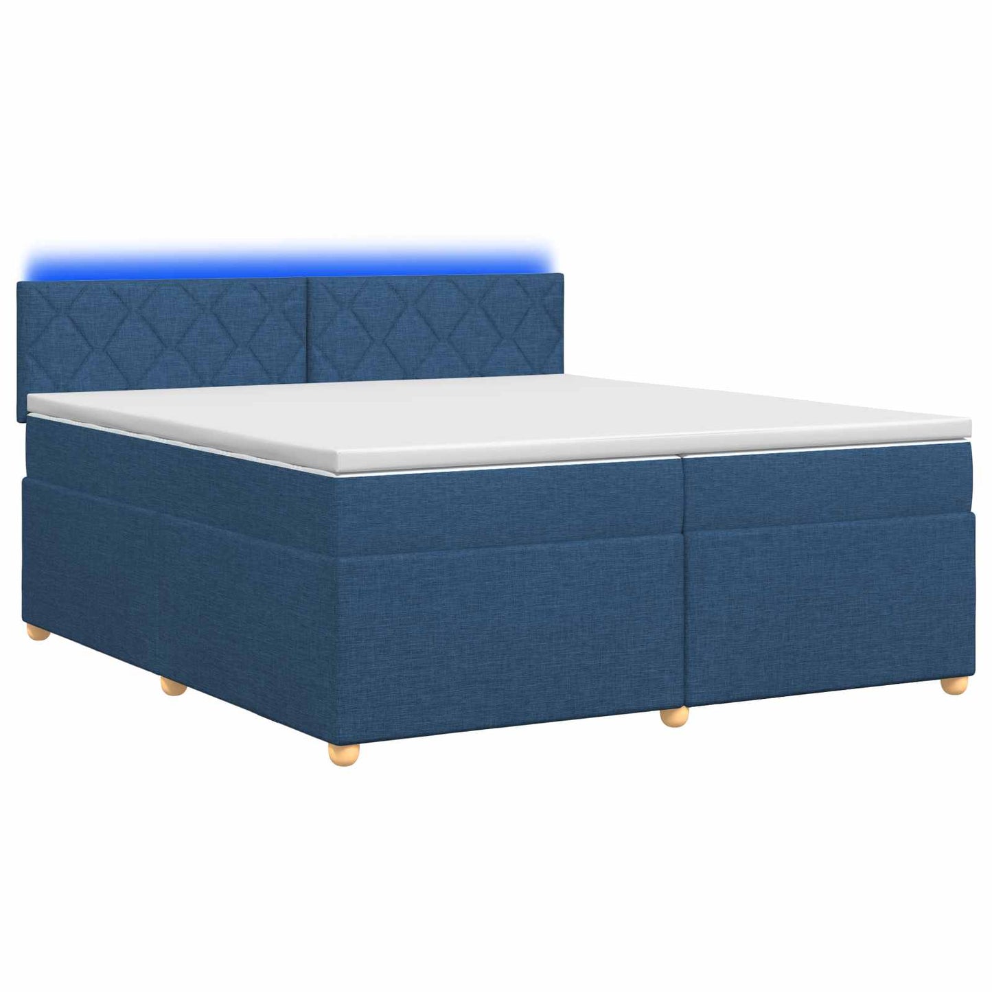 vidaXL Κρεβάτι box spring με στρώμα Μπλε 200 x 200 cm Ύφασμα