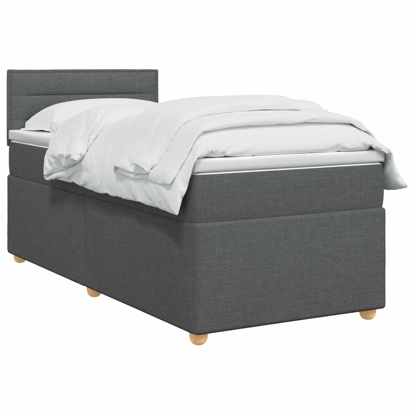 vidaXL Κρεβάτι Box Spring με Στρώμα και LED Σκούρο Γκρι 90 x 190 cm