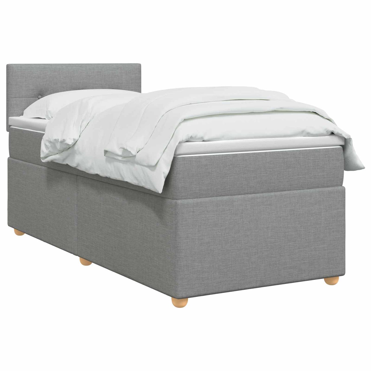 vidaXL Κρεβάτι Box Spring με Στρώμα και LED Ανοιχτό γκρι 90 x 190 cm