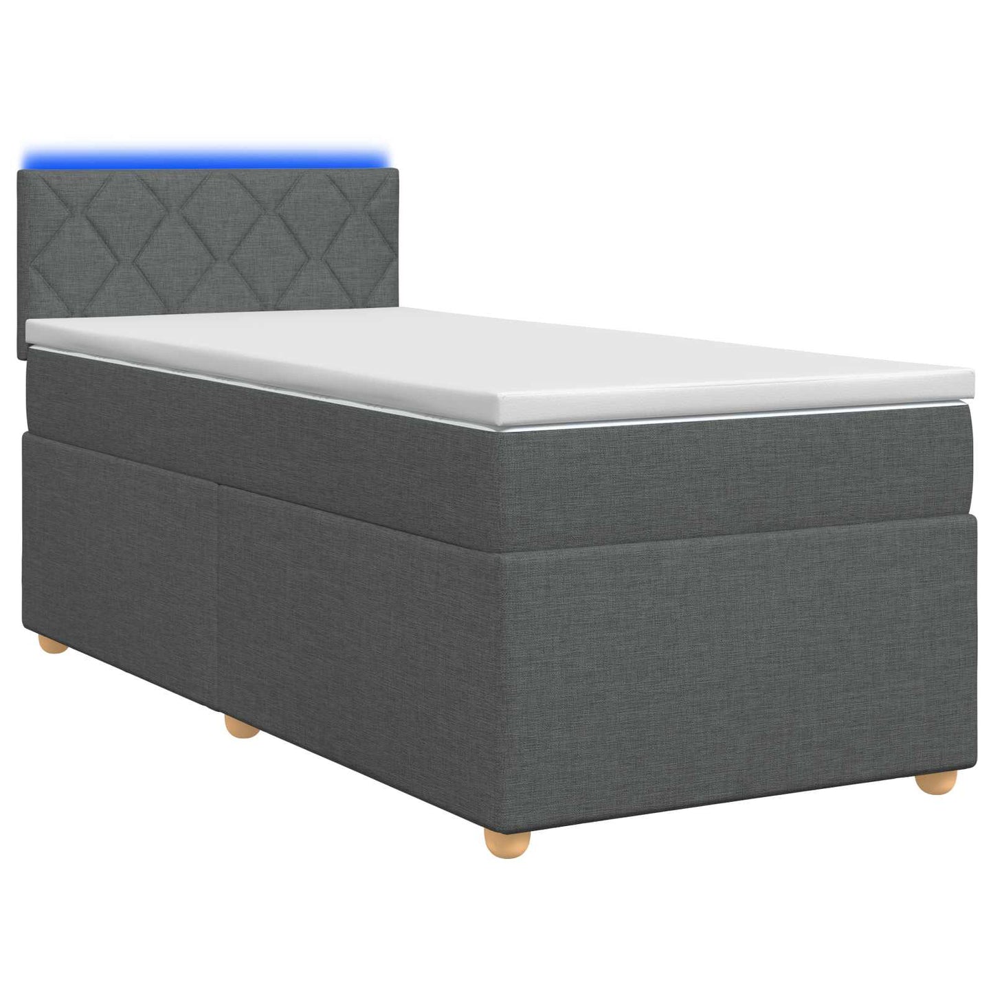 vidaXL Κρεβάτι Box Spring με Στρώμα και LED Σκούρο Γκρι 90 x 190 cm