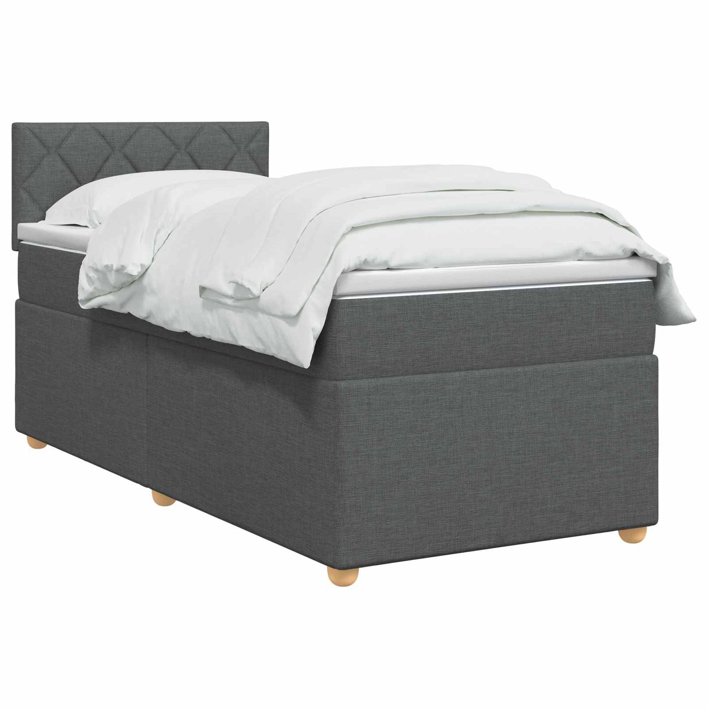vidaXL Κρεβάτι Box Spring με Στρώμα και LED Σκούρο Γκρι 90 x 190 cm